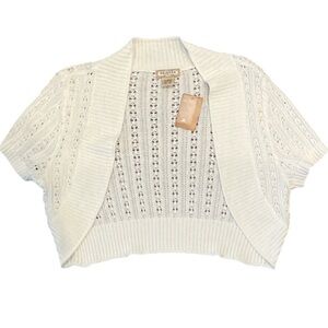 New Girls XL/Womens S Arizona Jean Company White Croquet Short Sleeve Cardigan